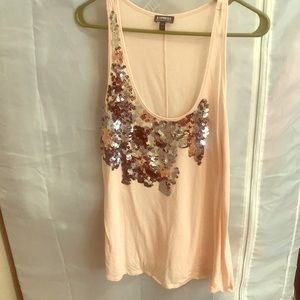 Sequin blush colored tank top